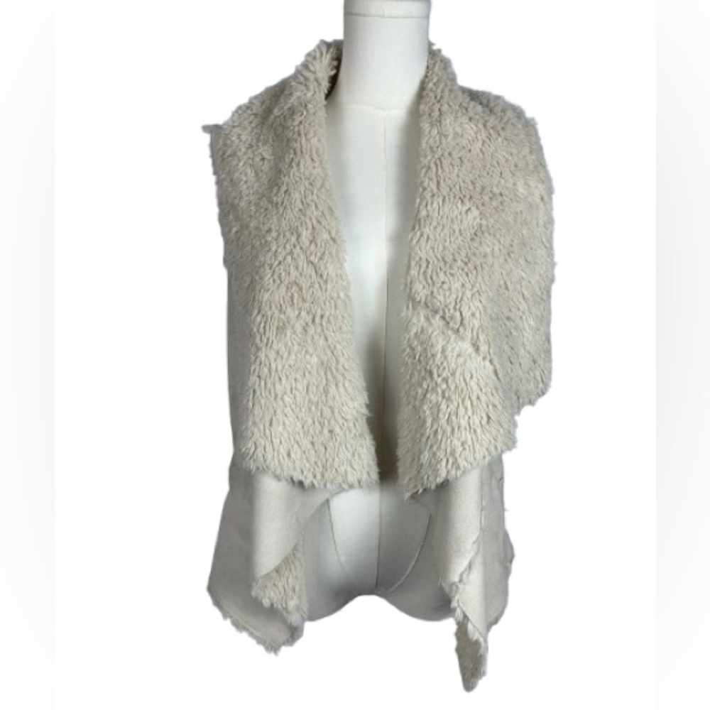 Sam Edelman Cream Faux Fur Vest Size S